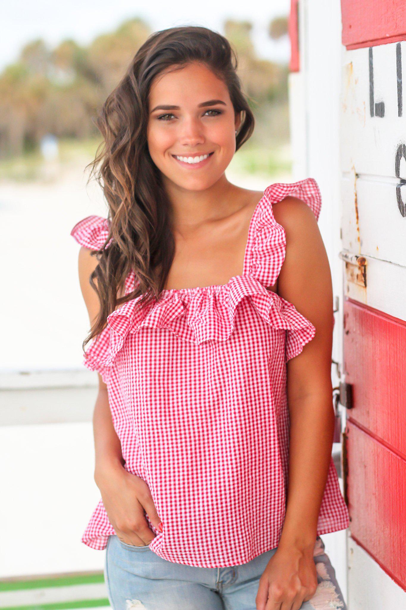 Red Gingham Top | Cute Tops – Saved by ...
